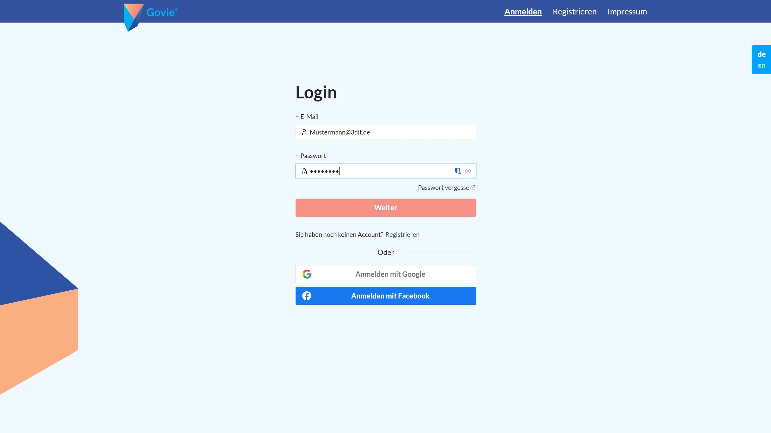 Beispiel Screenshot von: Govie Plattform
